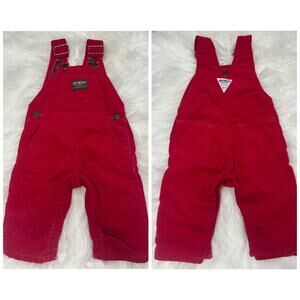 OSHKOSH BGOSH Vintage Vestback Red Corduroy Overalls Size 12 Months Made in USA